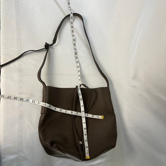 Michael Kors Junie Large Pebbled Leather Messenger Green Taupe Shoulder Bag - Picture 13 of 14